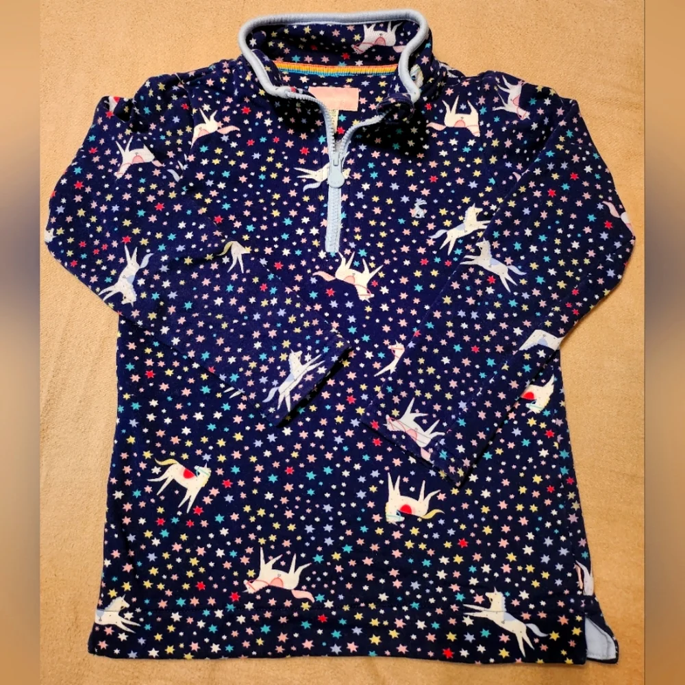 Joules, Girls, Quarter-zip pullover, Unicorn Navy, Size 9 / 10 Y. - Picture 1 of 5